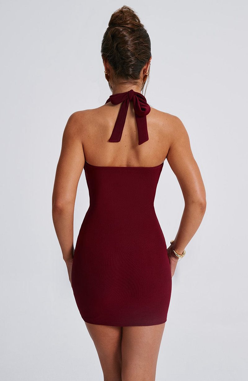 Babyboo Fallon Mini Dress Burgundy USA | 976-VMBLPZ