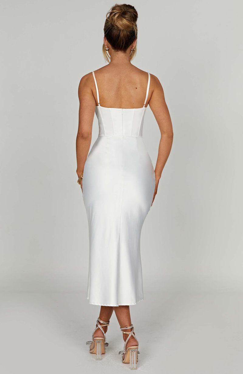 Babyboo Farrah Midi Dress White USA | 520-ZNXSJU