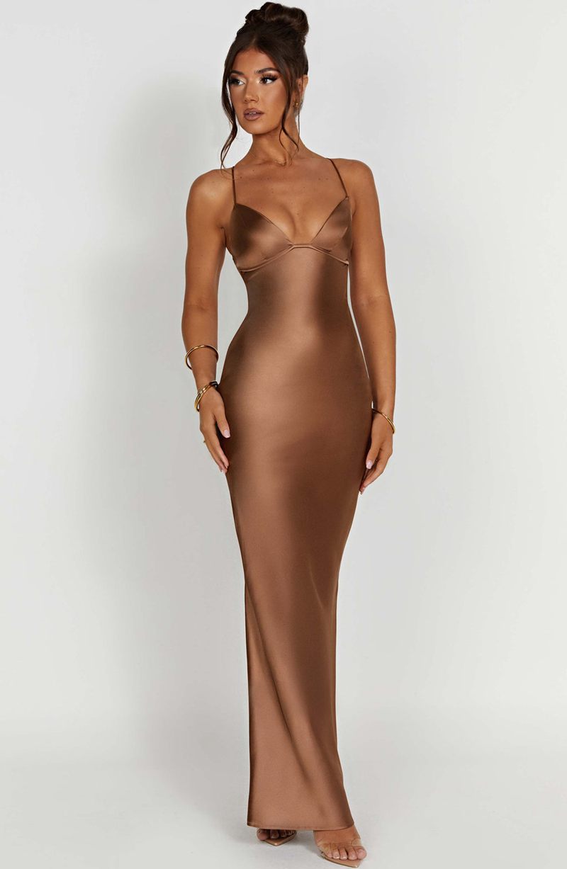 Babyboo Fenty Maxi Dress Chocolate USA | 567-CMNOTZ