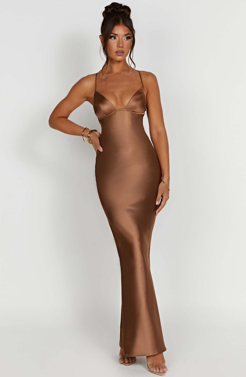 Babyboo Fenty Maxi Dress Chocolate USA | 567-CMNOTZ