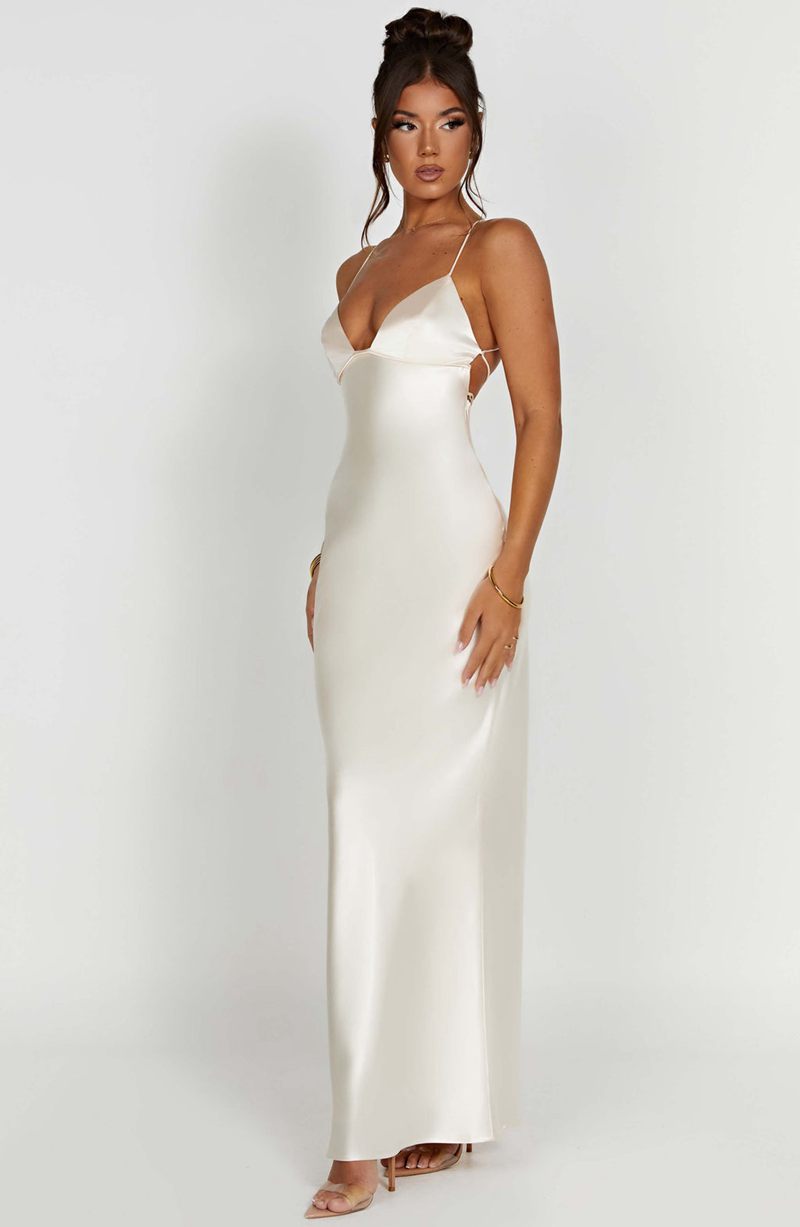 Babyboo Fenty Maxi Dress White USA | 487-FWZLTU