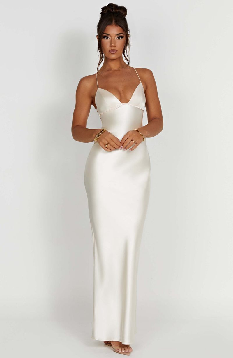 Babyboo Fenty Maxi Dress White USA | 487-FWZLTU