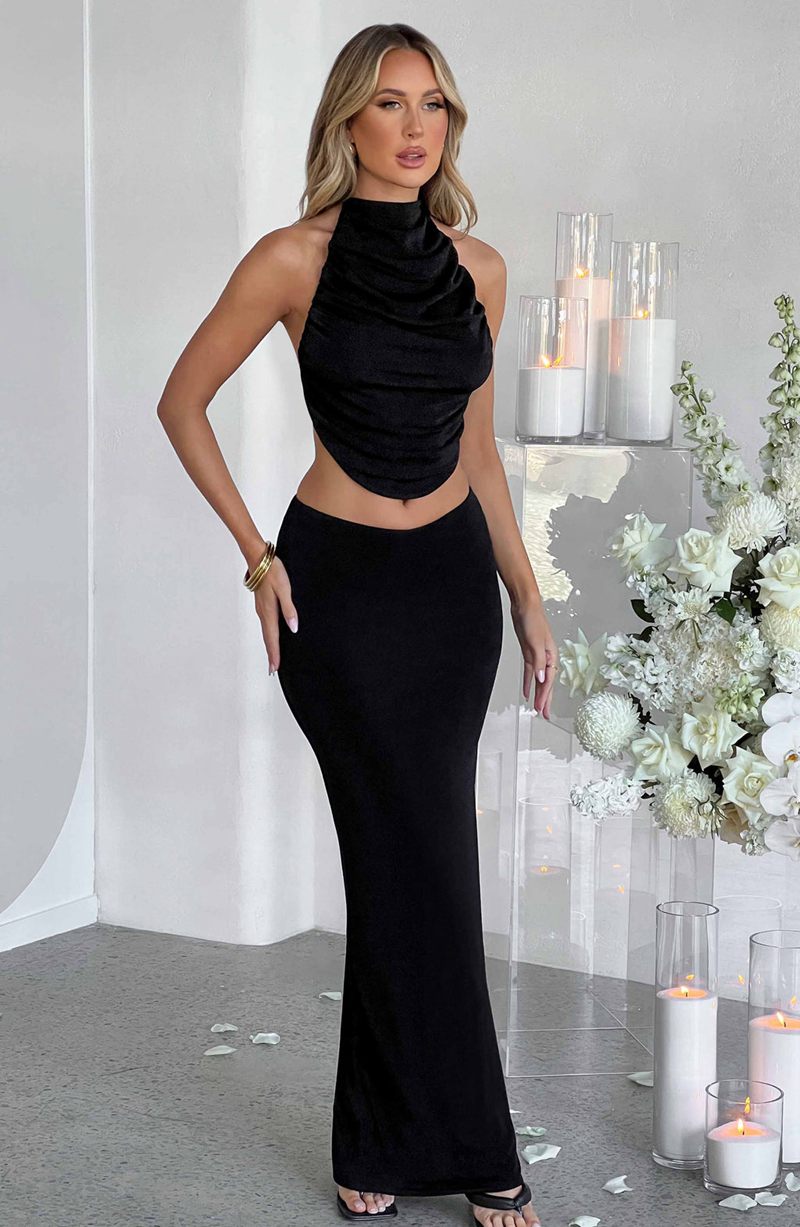 Babyboo Fifi Maxi Skirt Black USA | 871-BUNEQO