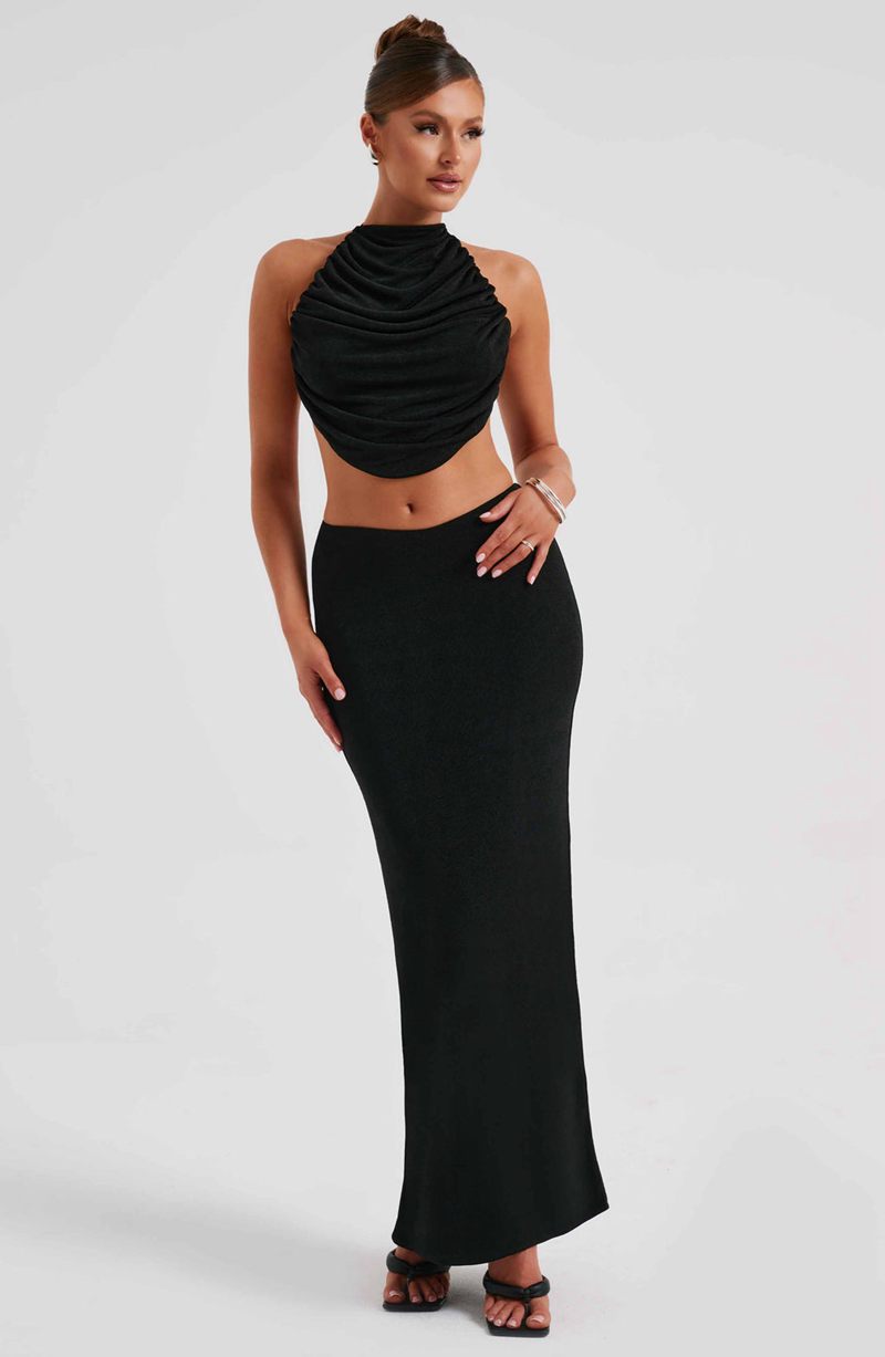 Babyboo Fifi Maxi Skirt Black USA | 871-BUNEQO