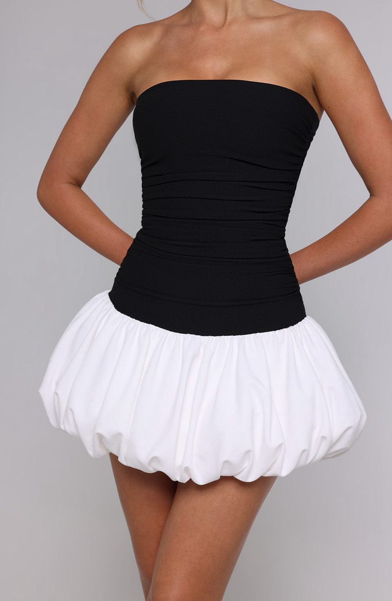 Babyboo Gemma Mini Dress Black White USA | 184-UFJTLH