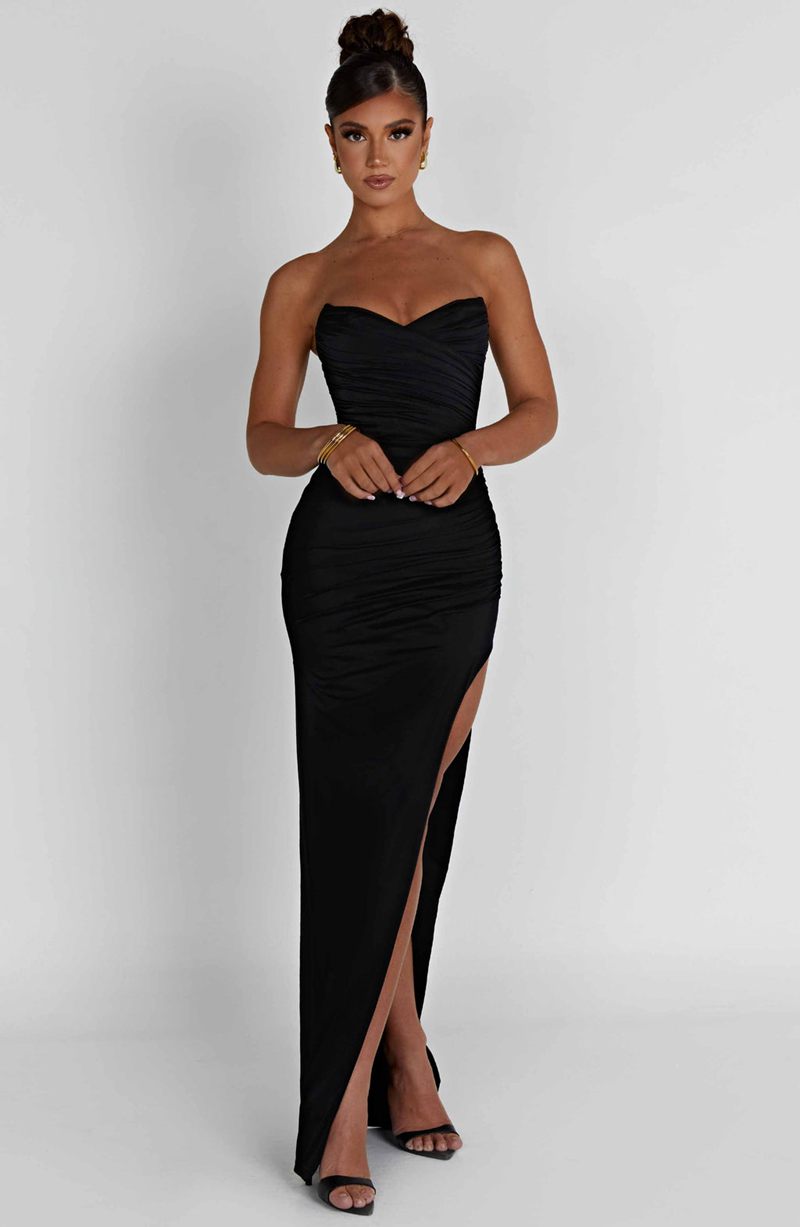 Babyboo Giovanna Maxi Dress Black USA | 142-SMNLPB