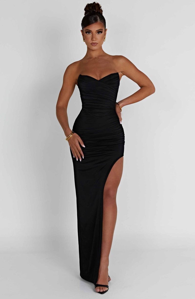 Babyboo Giovanna Maxi Dress Black USA | 142-SMNLPB