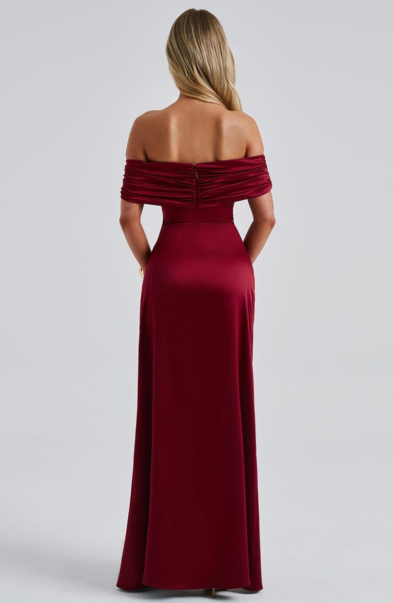 Babyboo Gwendolyn Maxi Dress Burgundy USA | 382-YZEAXU