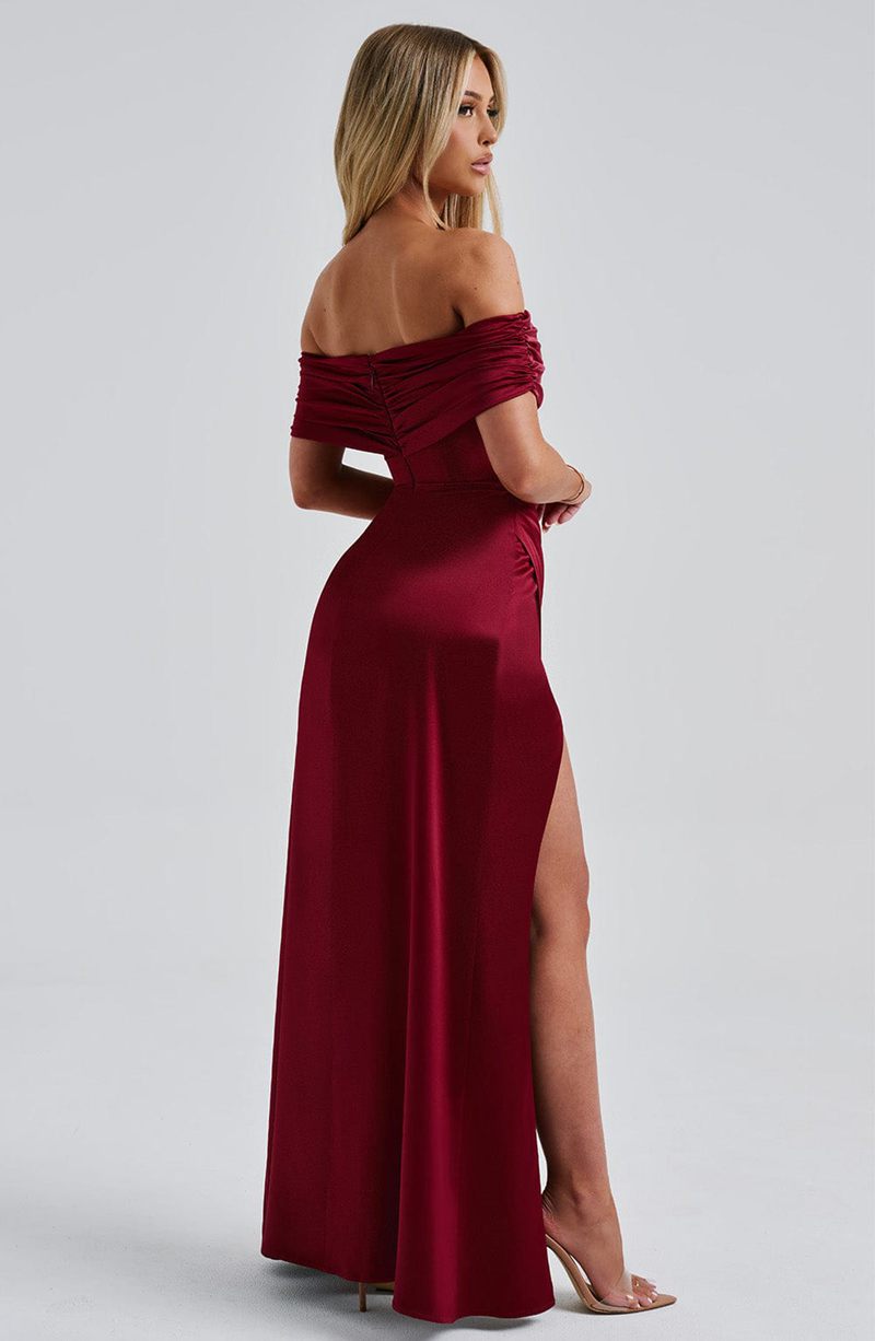 Babyboo Gwendolyn Maxi Dress Burgundy USA | 382-YZEAXU