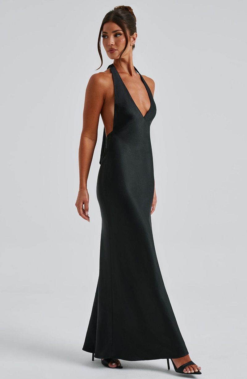 Babyboo Halo Maxi Dress Black USA | 750-SWANQO