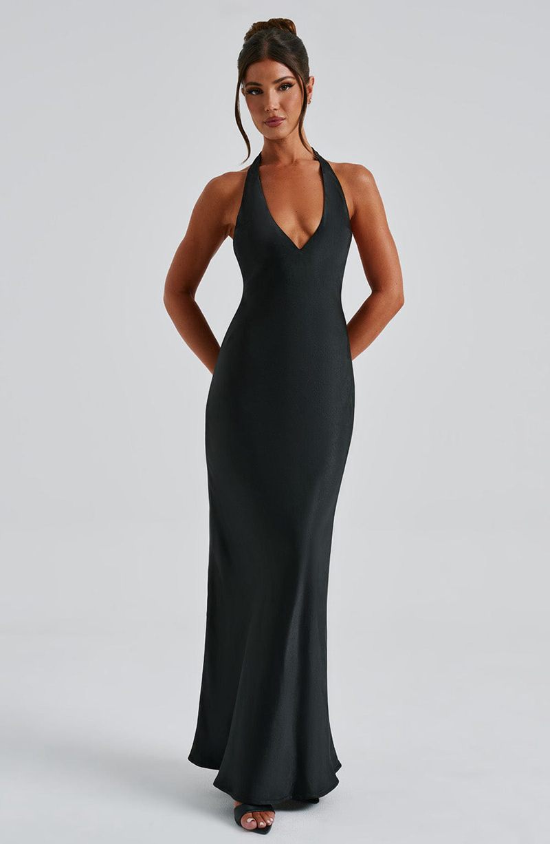 Babyboo Halo Maxi Dress Black USA | 750-SWANQO