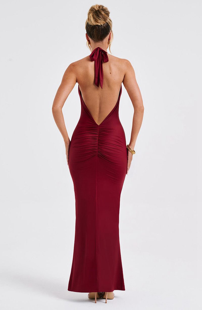 Babyboo Harmonia Maxi Dress Burgundy USA | 982-WLSKBT