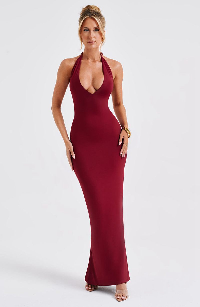 Babyboo Harmonia Maxi Dress Burgundy USA | 982-WLSKBT