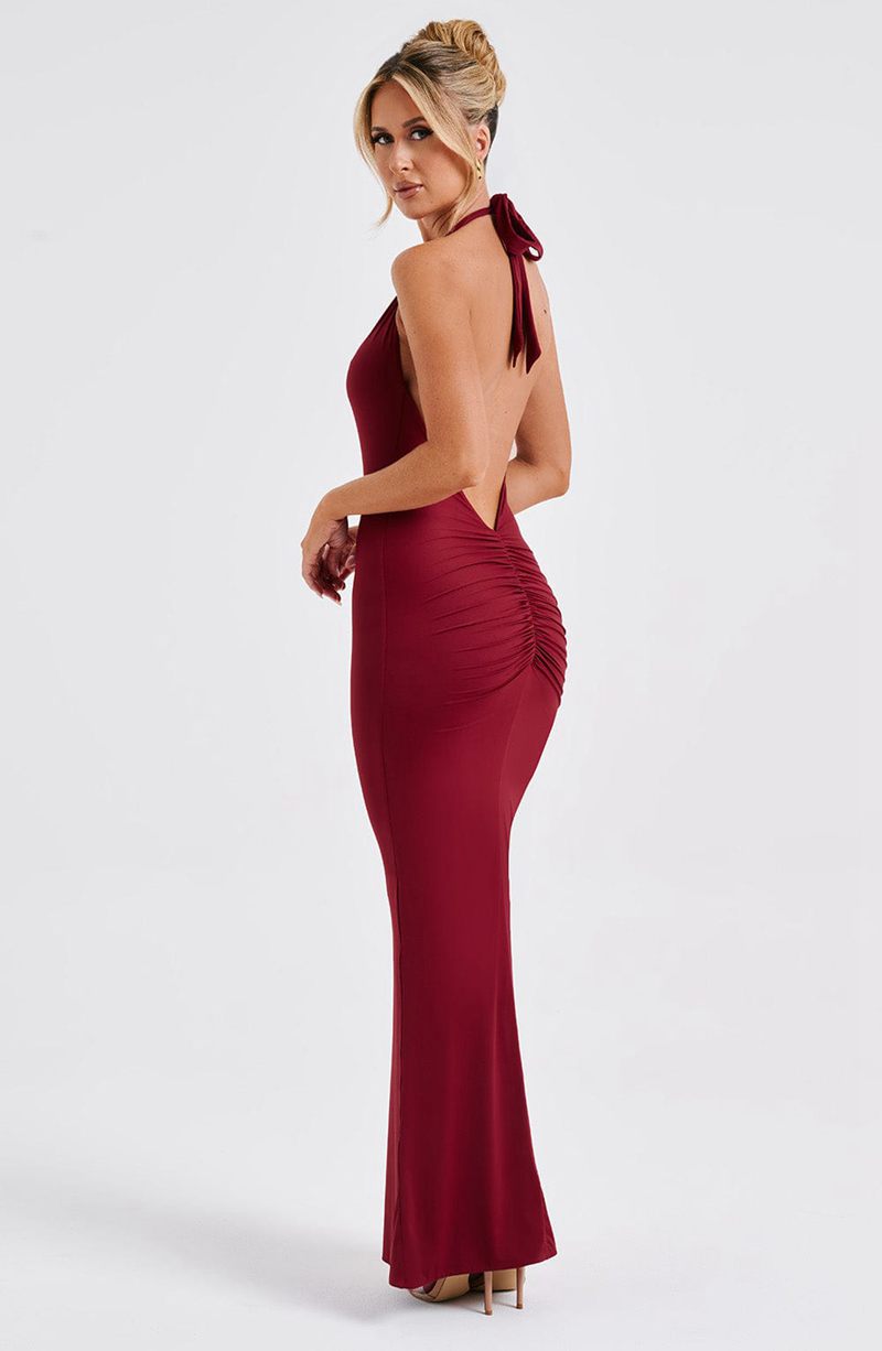 Babyboo Harmonia Maxi Dress Burgundy USA | 982-WLSKBT