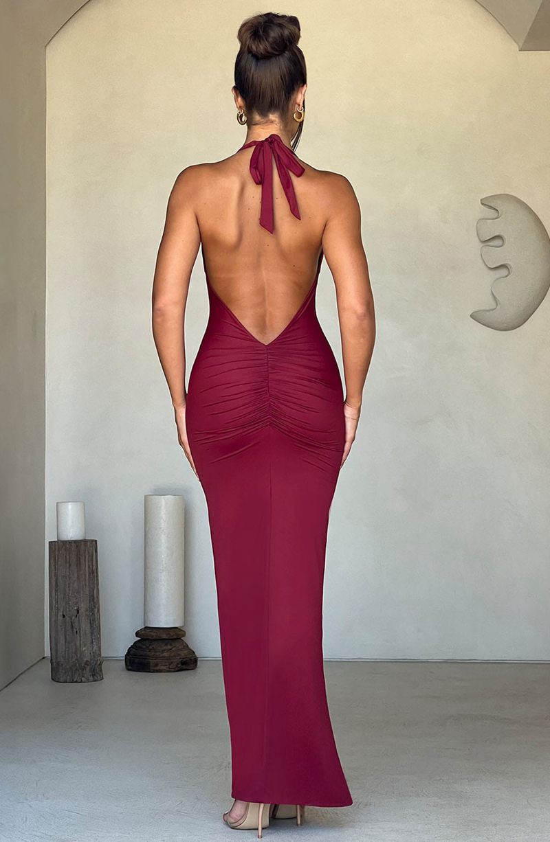 Babyboo Harmonia Maxi Dress Burgundy USA | 982-WLSKBT