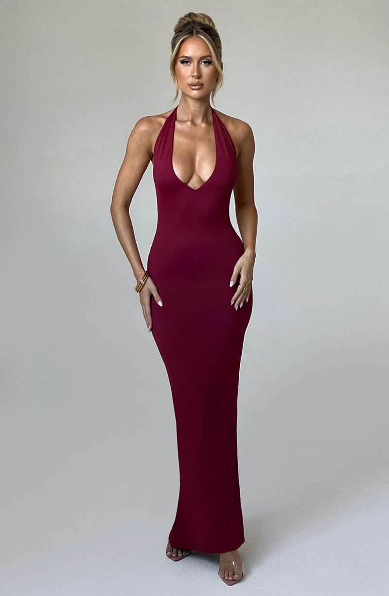 Babyboo Harmonia Maxi Dress Burgundy USA | 982-WLSKBT