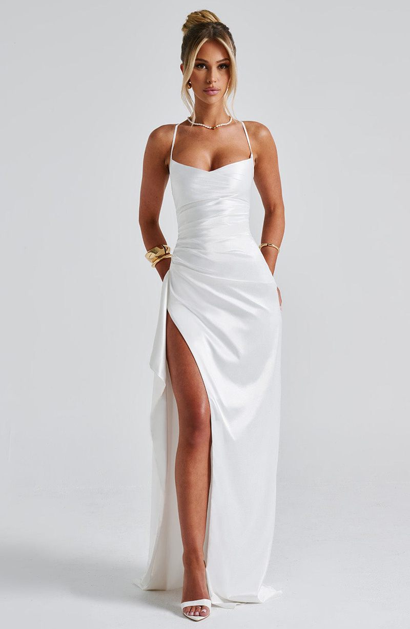 Babyboo Helen Maxi Dress White USA | 015-WLPGUT