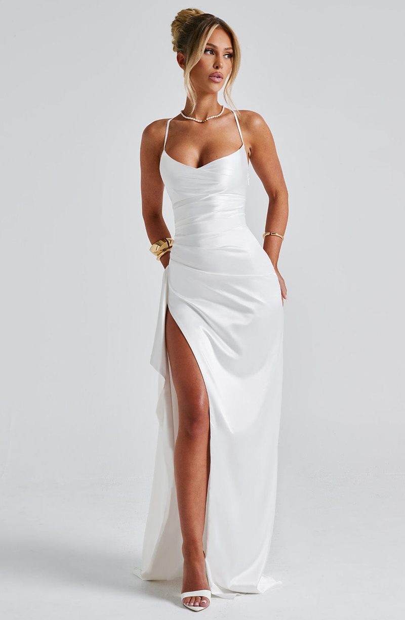 Babyboo Helen Maxi Dress White USA | 015-WLPGUT