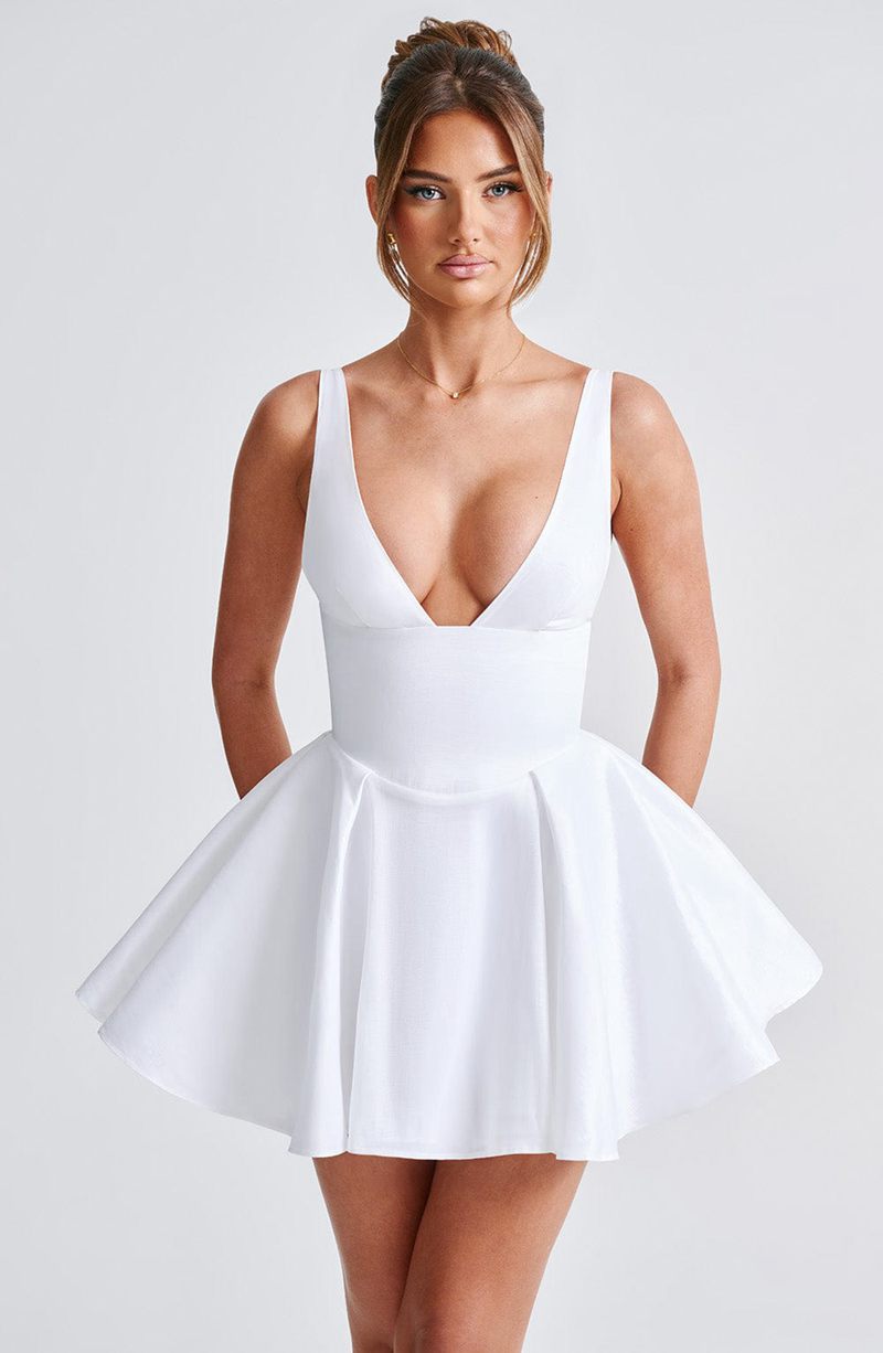 Babyboo Imani Mini Dress White USA | 901-RIYUFD