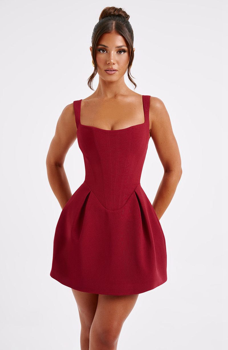 Babyboo Janiyah Mini Dress Wine USA | 218-RWGZHY