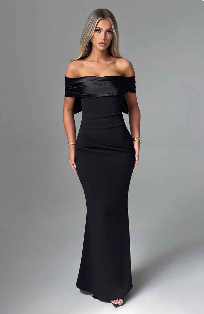 Babyboo Joanna Maxi Dress Black USA | 251-XYJFMB