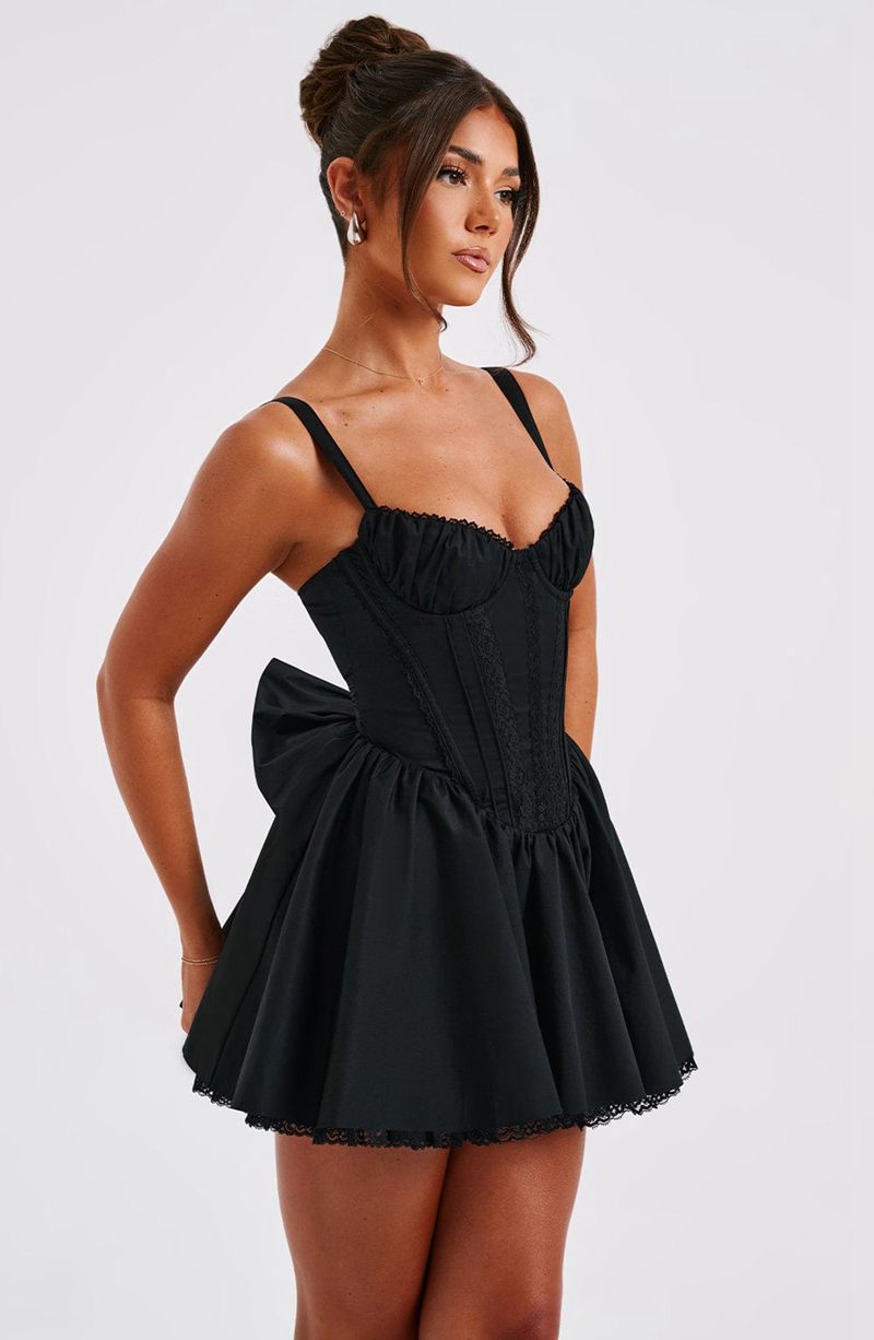 Babyboo Josie Mini Dress Black USA | 824-BWHIXG