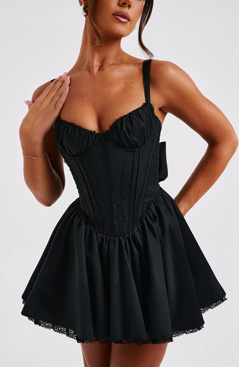 Babyboo Josie Mini Dress Black USA | 824-BWHIXG