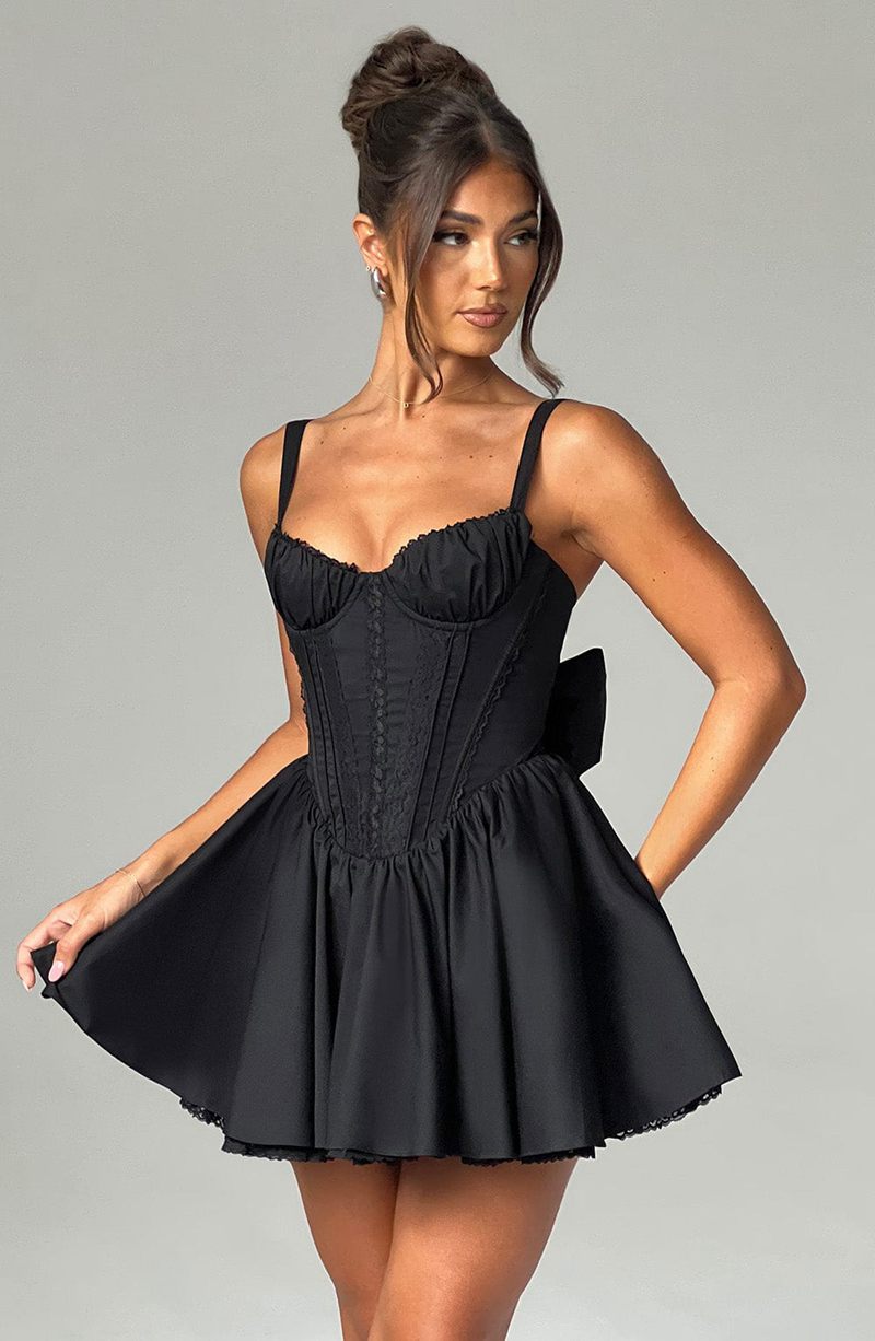 Babyboo Josie Mini Dress Black USA | 824-BWHIXG