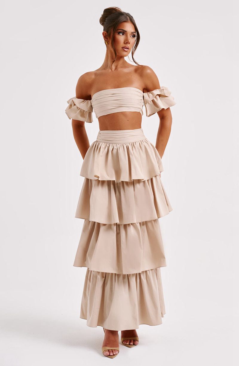 Babyboo Joy Maxi Skirt Beige USA | 548-NCSLAW