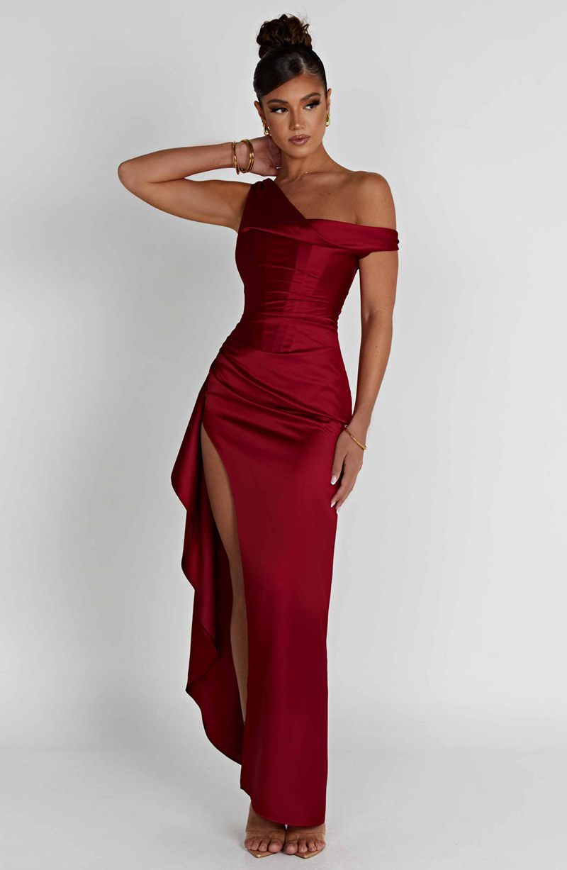 Babyboo Juliene Maxi Dress Wine USA | 736-GHCAWE