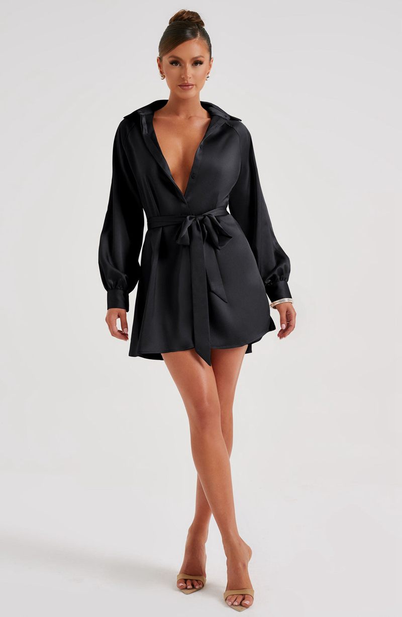 Babyboo Kara Mini Dress Black USA | 157-KAHROW