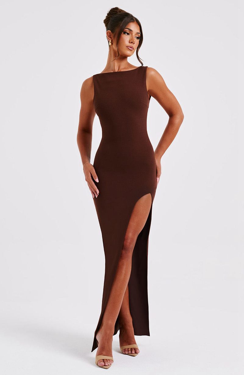 Babyboo Kassandra Maxi Dress Chocolate USA | 240-VCUNWP