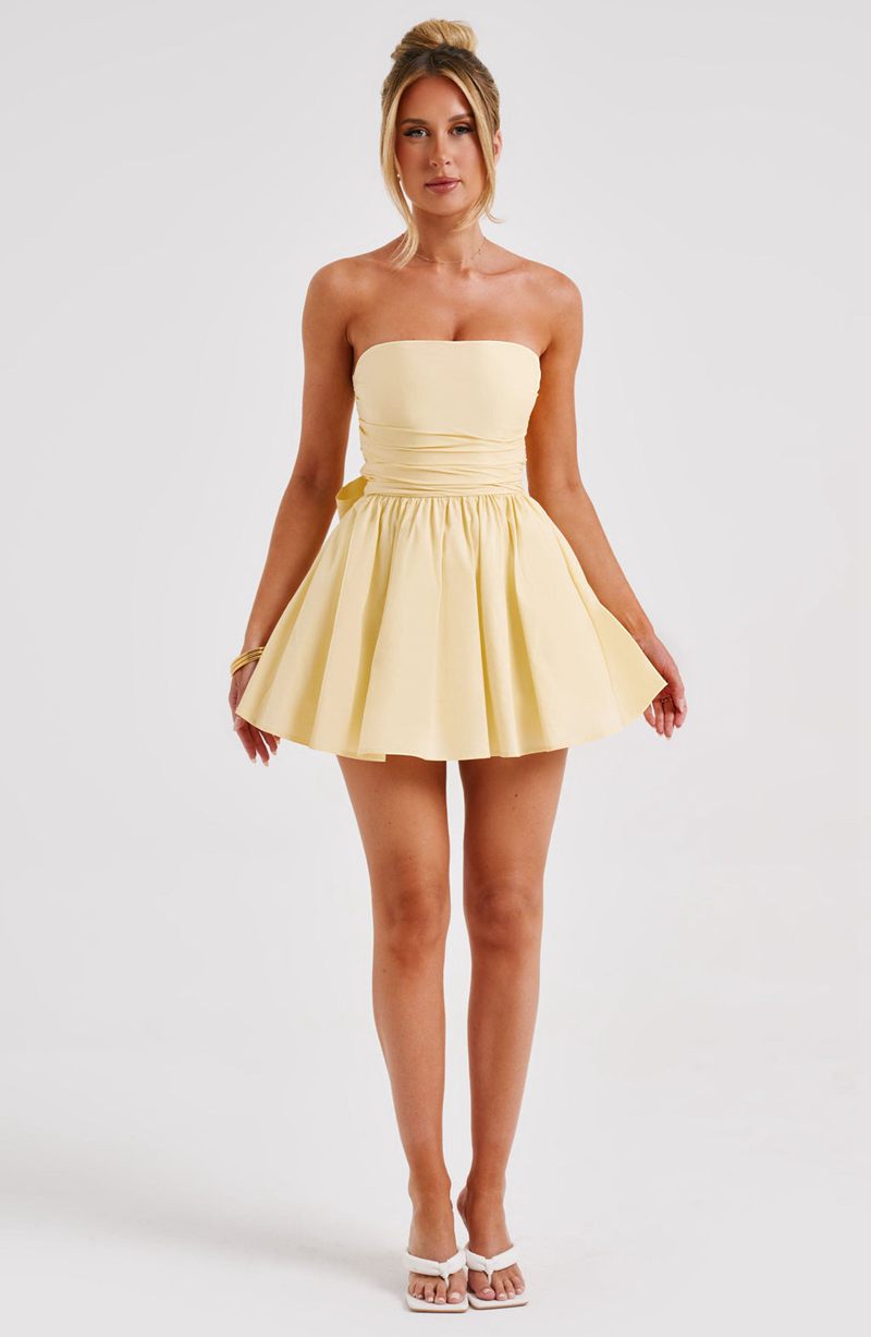 Babyboo Katrina Mini Dress Lemon USA | 643-XPWOVS