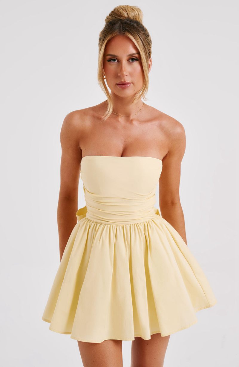 Babyboo Katrina Mini Dress Lemon USA | 643-XPWOVS