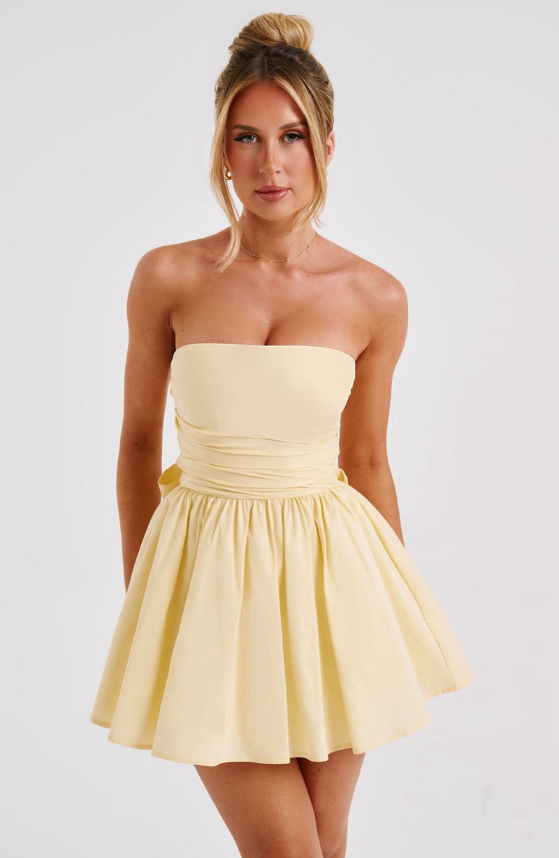 Babyboo Katrina Mini Dress Lemon USA | 643-XPWOVS