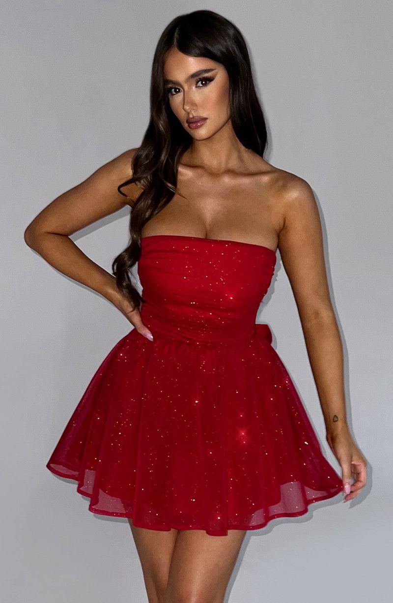 Babyboo Katrina Mini Dress Red Sparkle USA | 962-XVFUTI