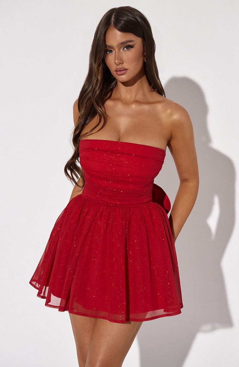 Babyboo Katrina Mini Dress Red Sparkle USA | 962-XVFUTI