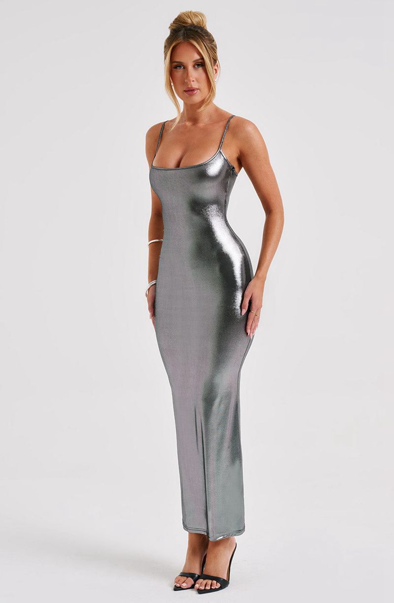 Babyboo Kyranni Maxi Dress Gunmetal USA | 021-RMQLBX