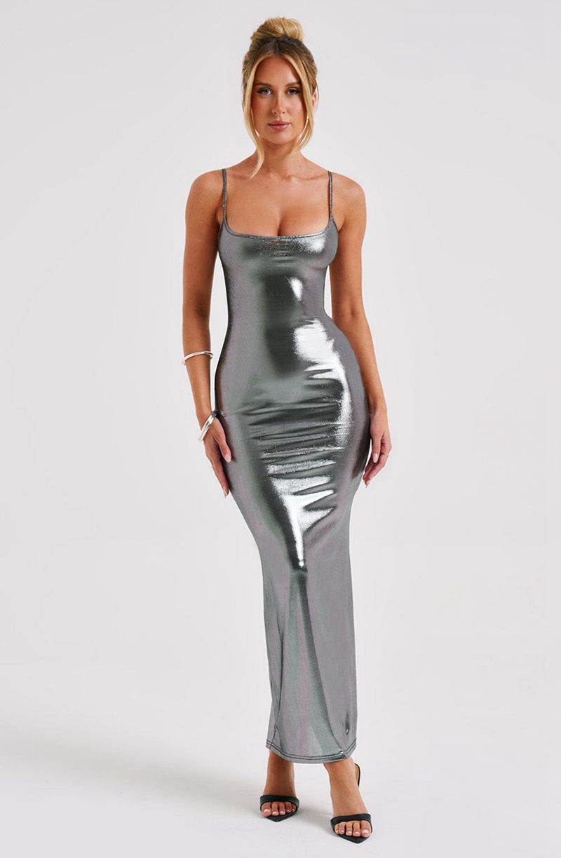 Babyboo Kyranni Maxi Dress Gunmetal USA | 021-RMQLBX