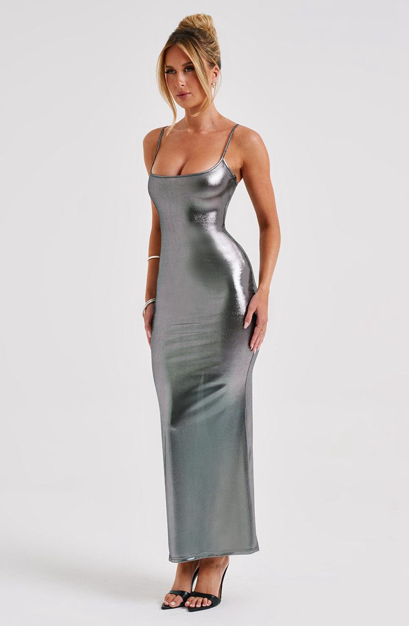 Babyboo Kyranni Maxi Dress Gunmetal USA | 021-RMQLBX