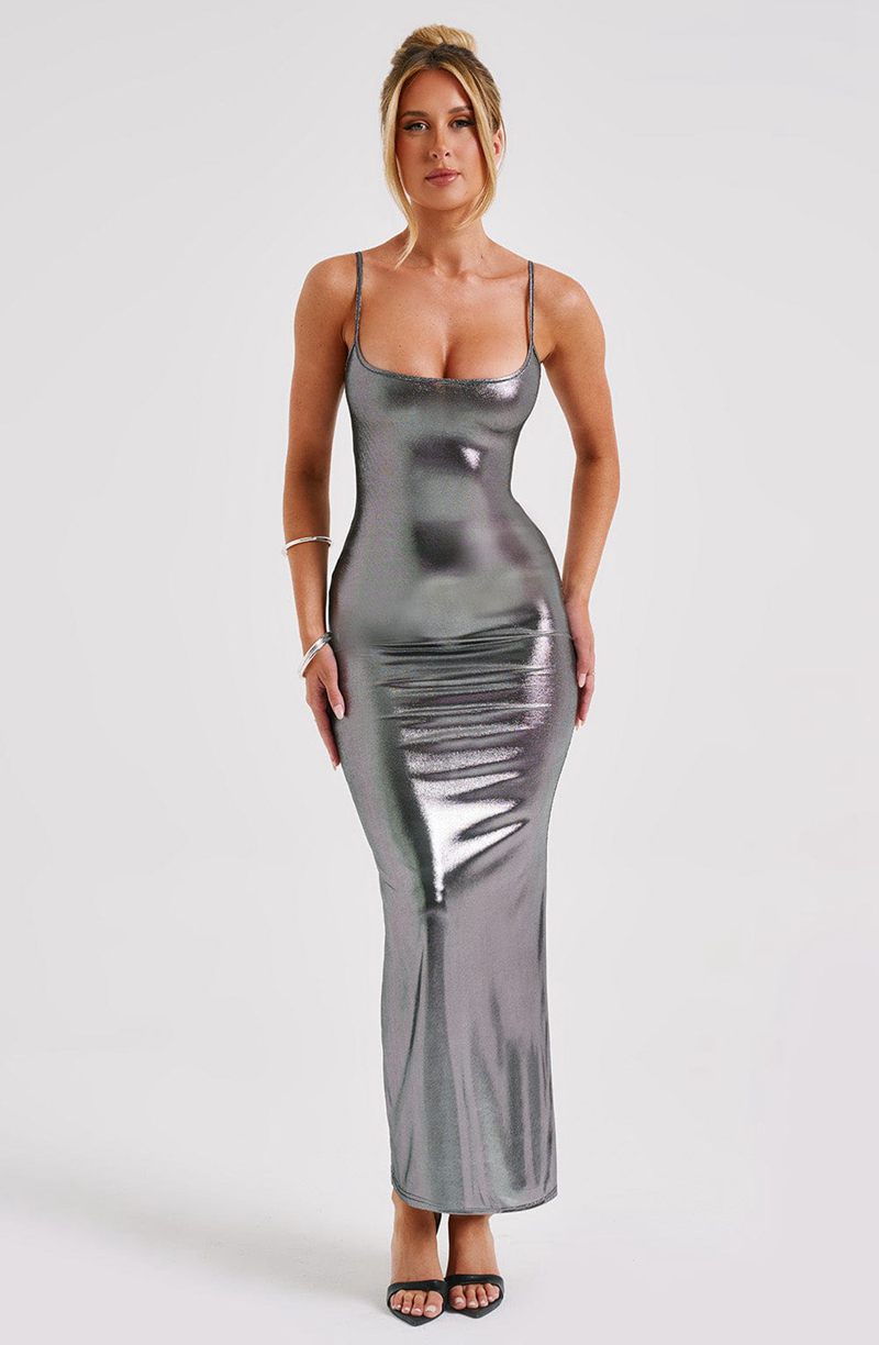 Babyboo Kyranni Maxi Dress Gunmetal USA | 021-RMQLBX