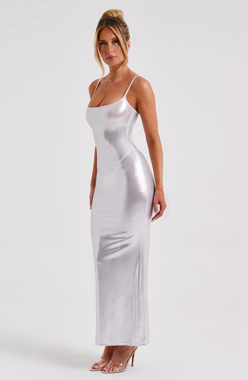 Babyboo Kyranni Maxi Dress Silver USA | 785-ANYZDC