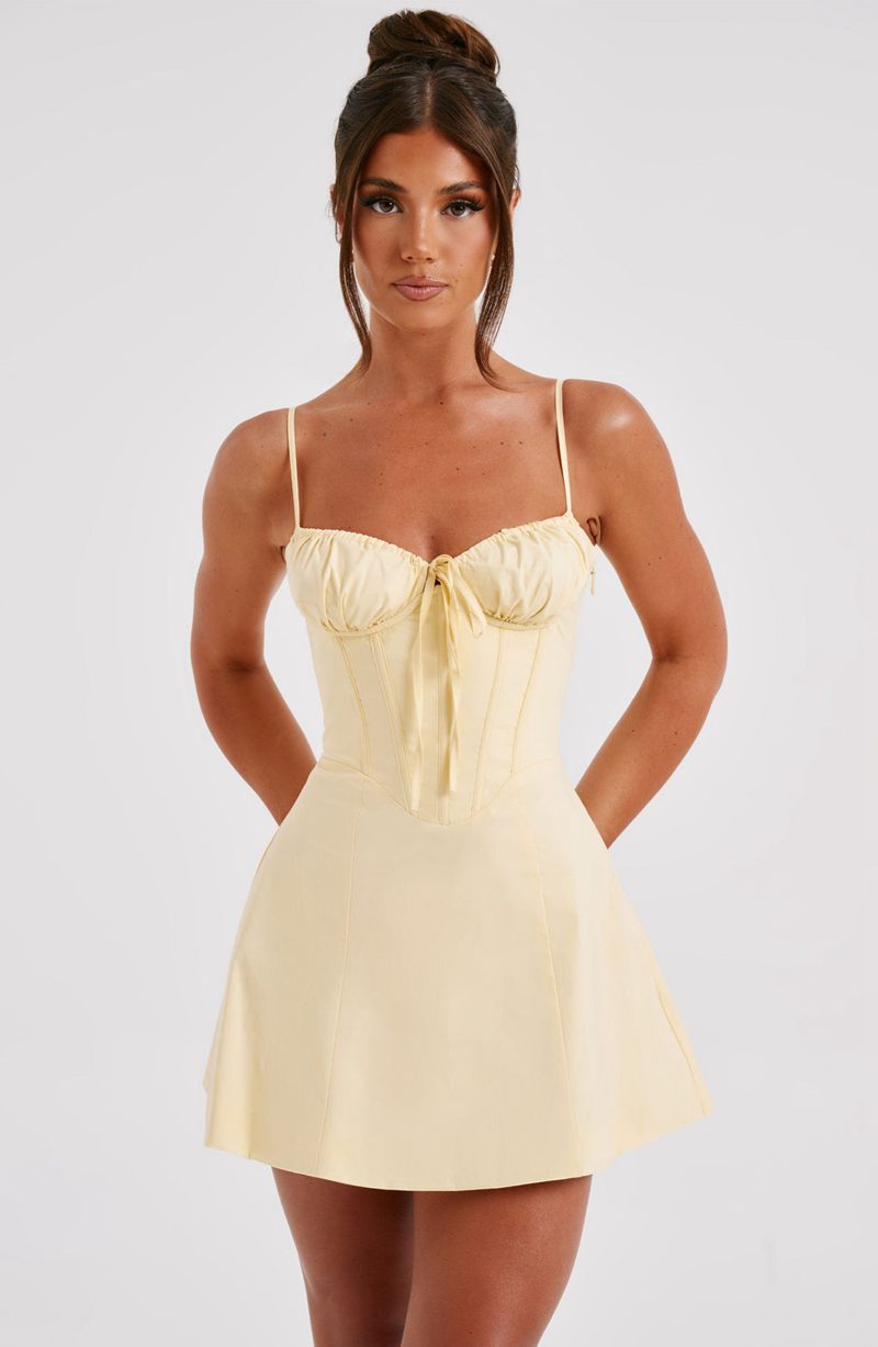 Babyboo Lacey Mini Dress Lemon USA | 475-XEQRLK