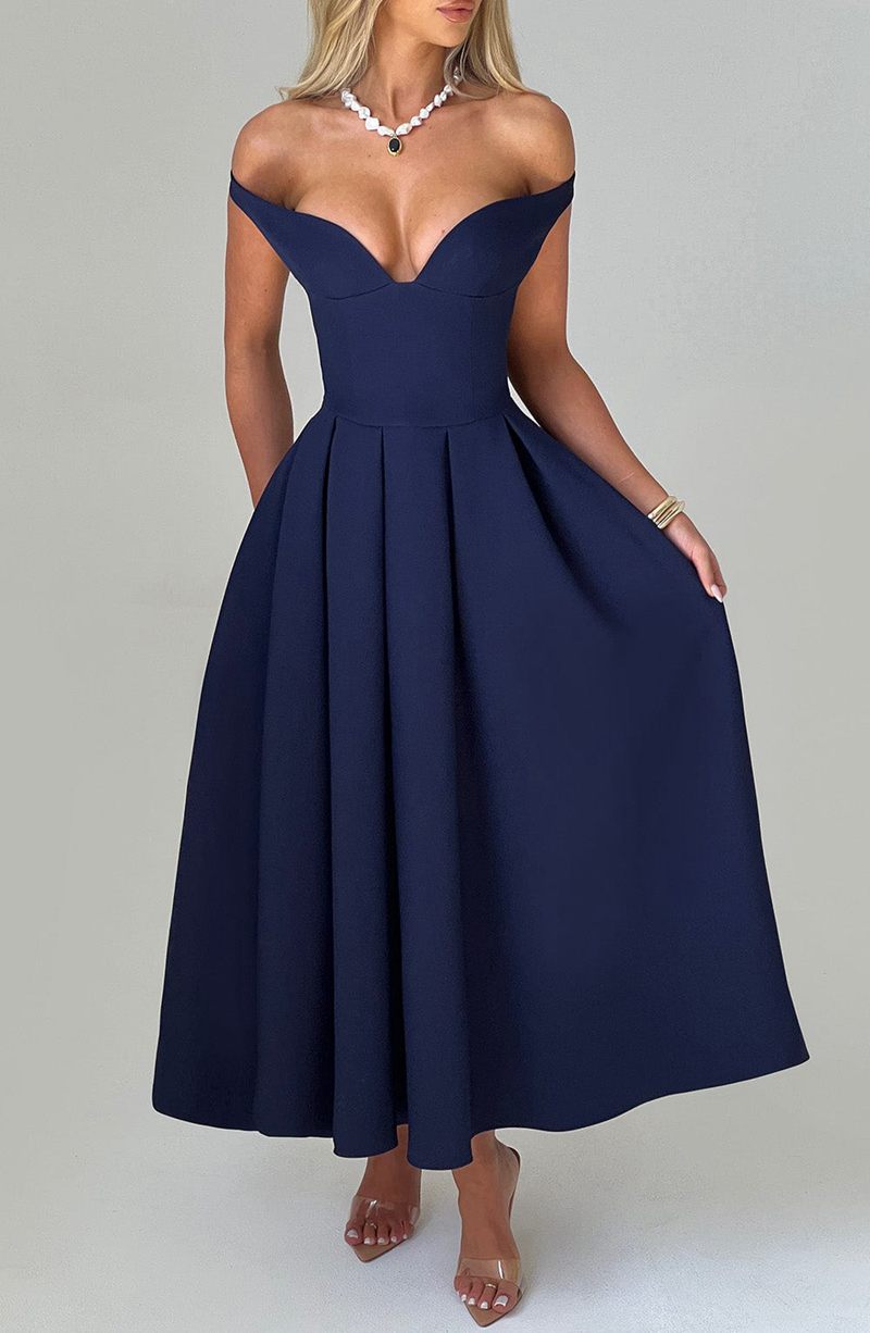 Babyboo Lanetta Midi Dress Navy USA | 046-CXIOKL