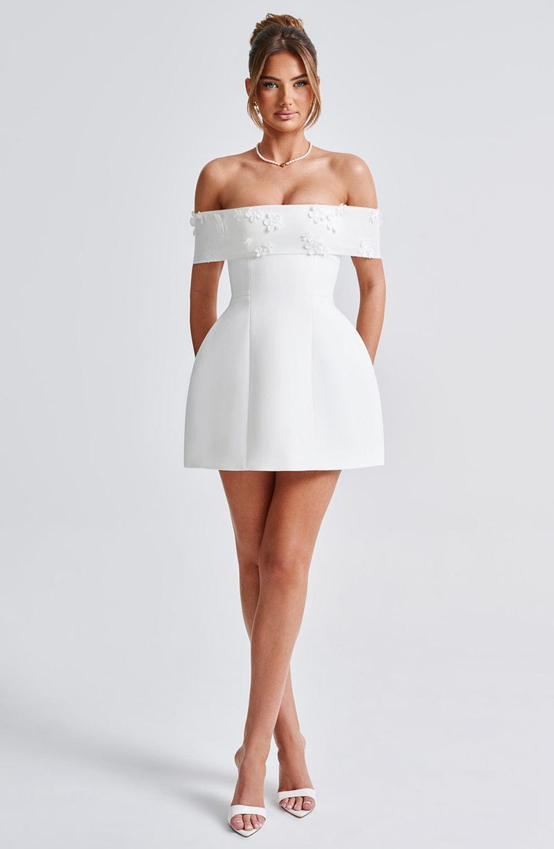 Babyboo Laurel Mini Dress White USA | 912-XFVTHW