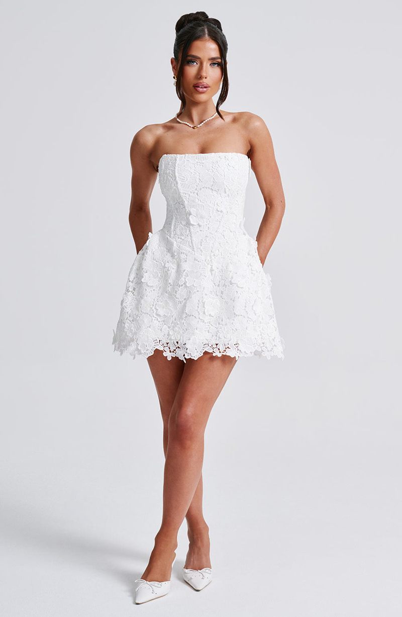 Babyboo Leona Mini Dress White USA | 860-HGUPYE