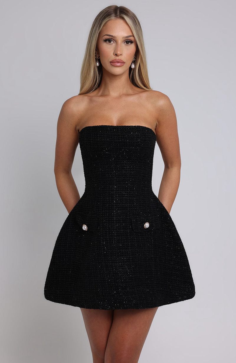 Babyboo Lottie Mini Dress Black USA | 369-JXLWYT