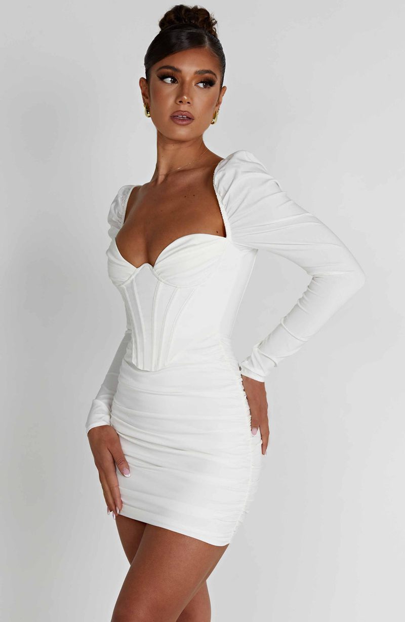 Babyboo Louise Mini Dress White USA | 370-KGYOZN