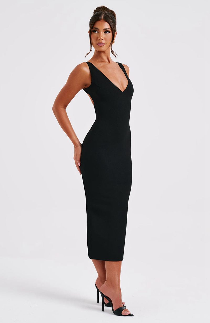 Babyboo Lucinda Midi Dress Black USA | 146-IAUVSX