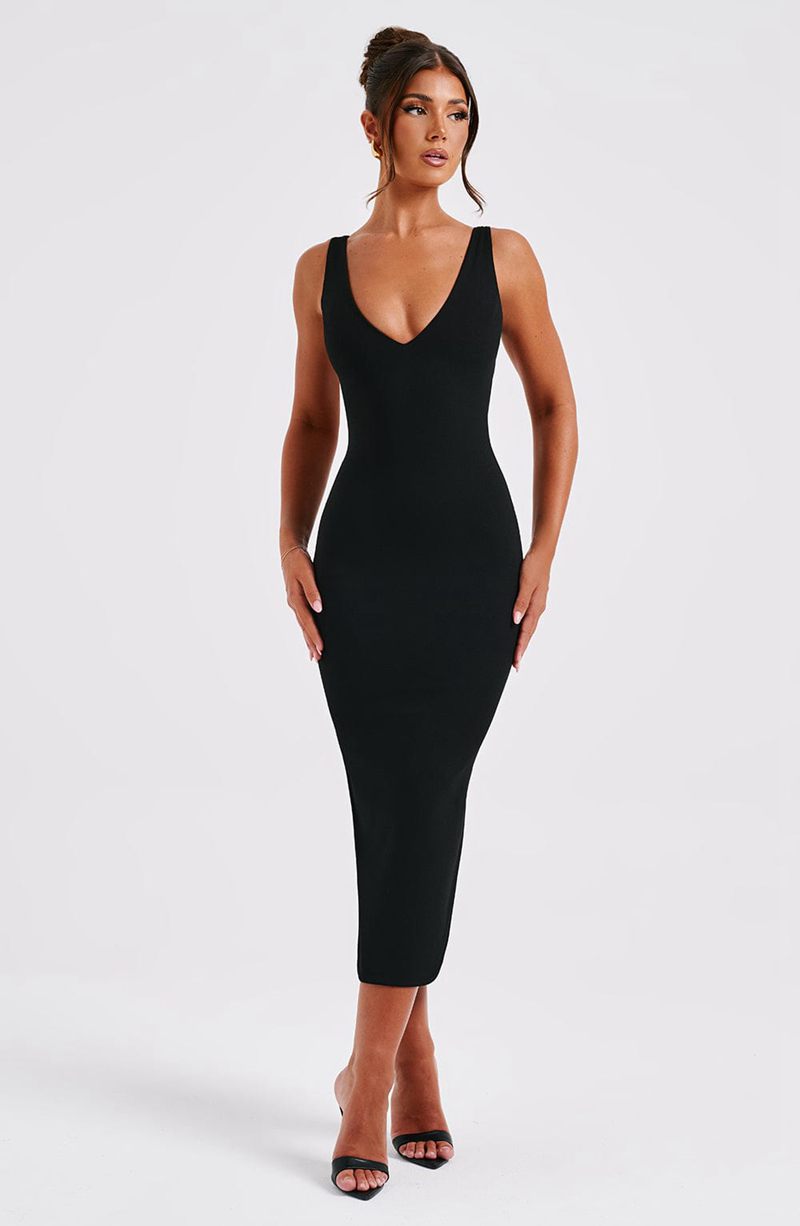 Babyboo Lucinda Midi Dress Black USA | 146-IAUVSX